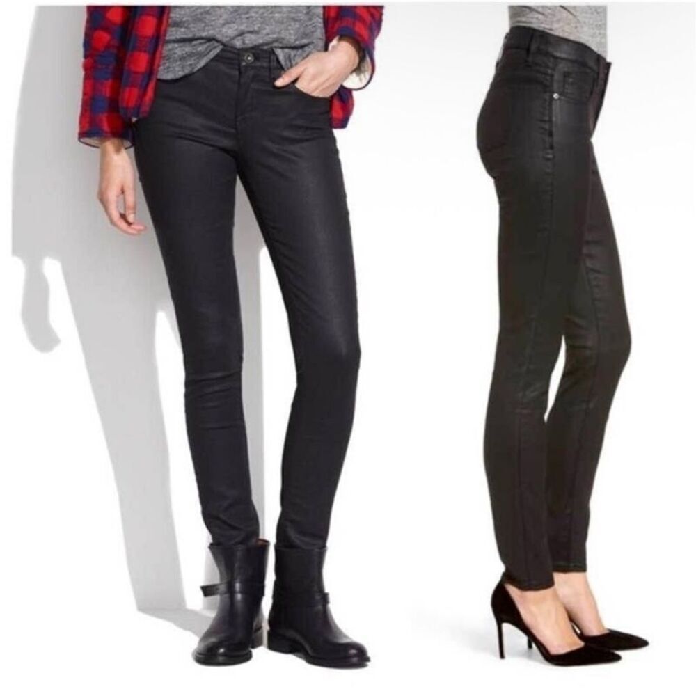 MADEWELL | wax coated black skinny skinny jeans 26